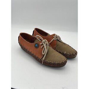Vintage Hush Puppies Womens 5M Casual Two-Tone Leather Moccasins